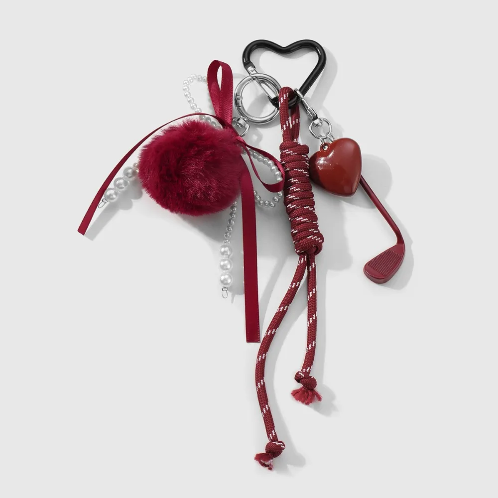 

Cute Woven Rope Bow Keychain DIY Heart Bag Bag Chain Pendant Sweet Plush Pendant