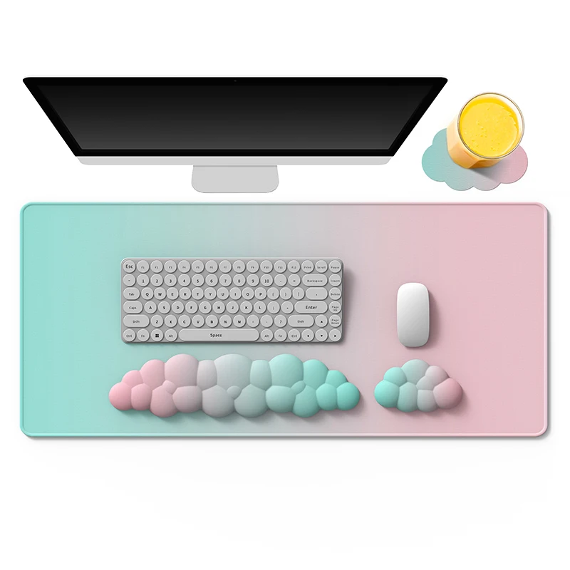 لوحة المفاتيح سحابة المعصم بقية مع الجلد الناعم ، رغوة الذاكرة دعم المعصم ، وسادة لسهولة نوع وتخفيف الألم للمكتب