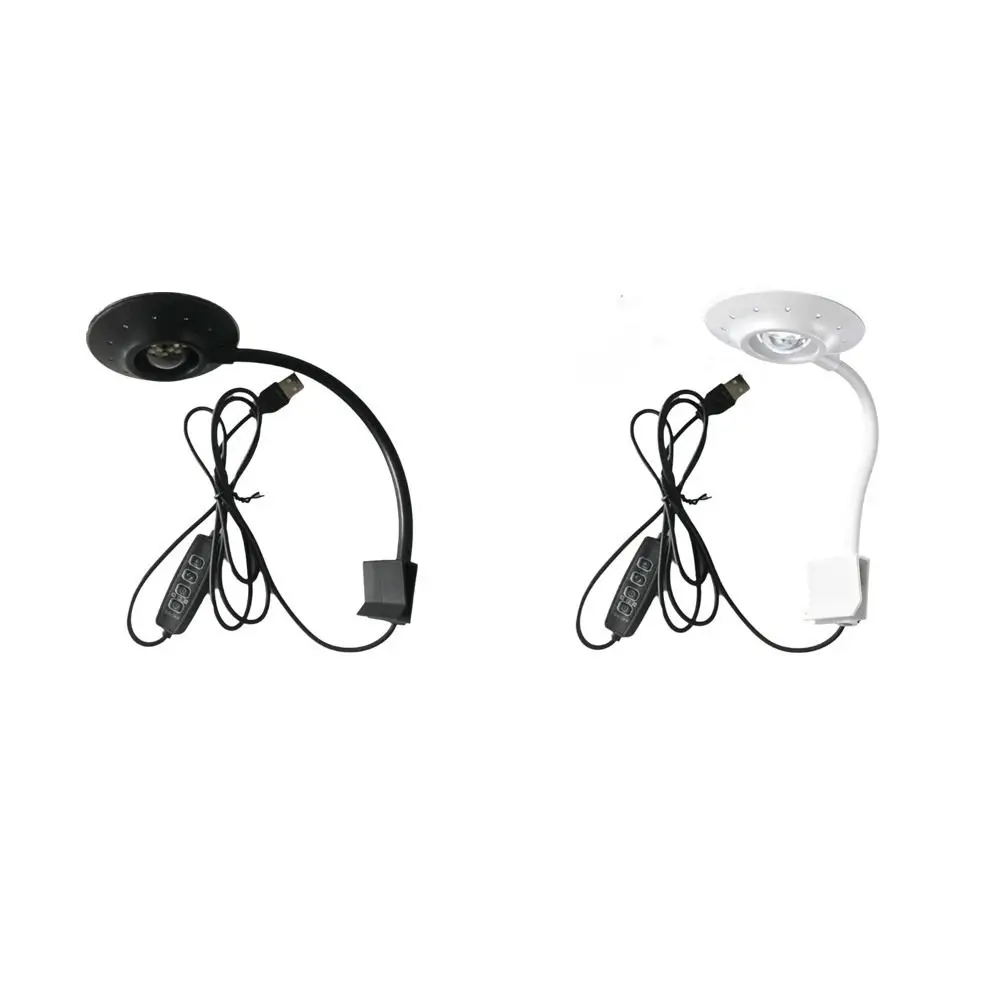 UFO Shape Fish Tank Clip Lamp Adjustable Brightness Flexible Stem LED Fish Tank Light USB-Plug Color-changing
