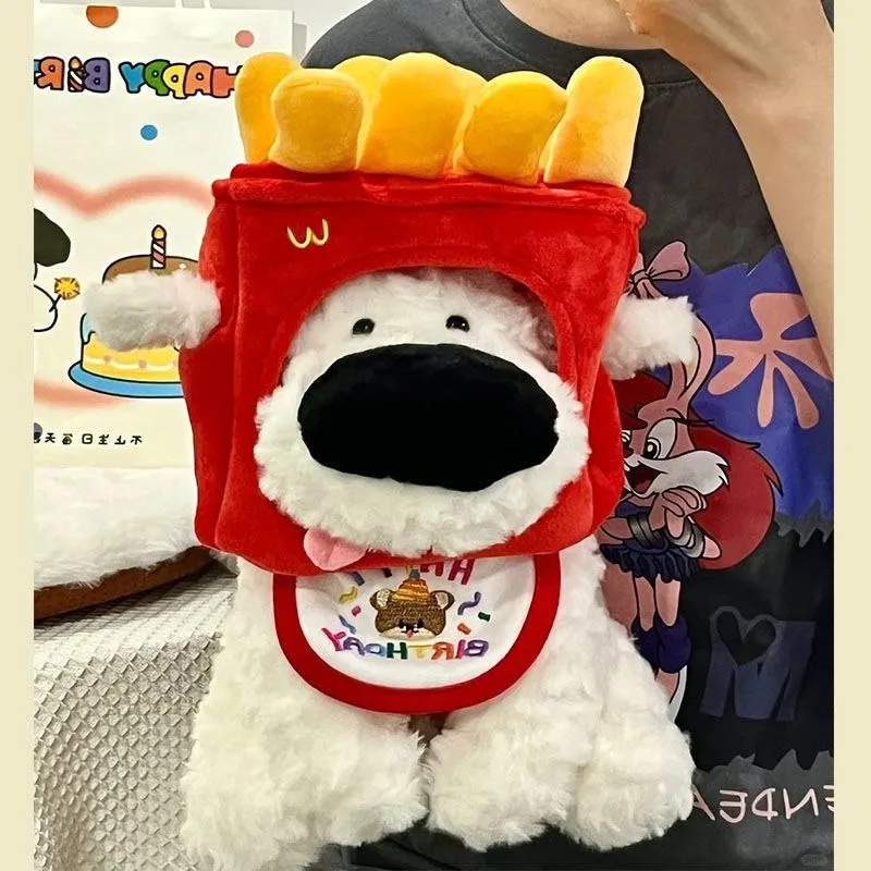 34CM Cartoon Leuke Grote Neus Hond Knuffel Pop Knuffels Frieten Puppy Pop Kids Comfort Kussen Kerst Verjaardagscadeau