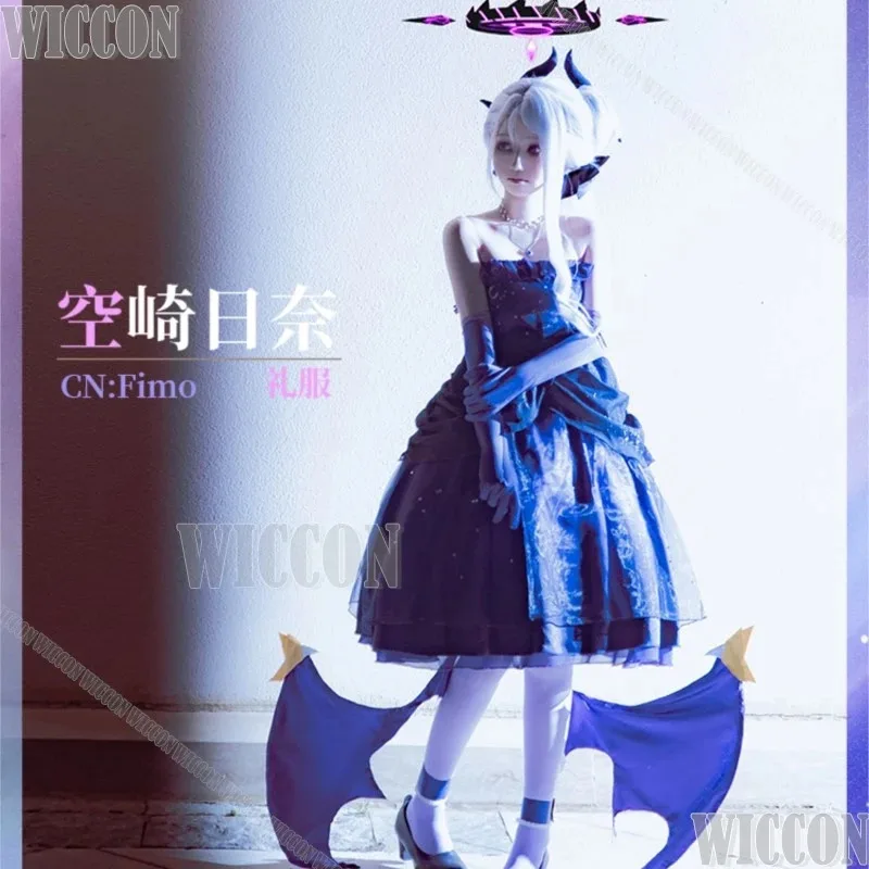 Sorasaki Hina Dress Cosplay Game Blue Archive Cos Costume Prop 90CM Long White Wig Purple Lolita Shoes Women Party Suit ComicCon view 2