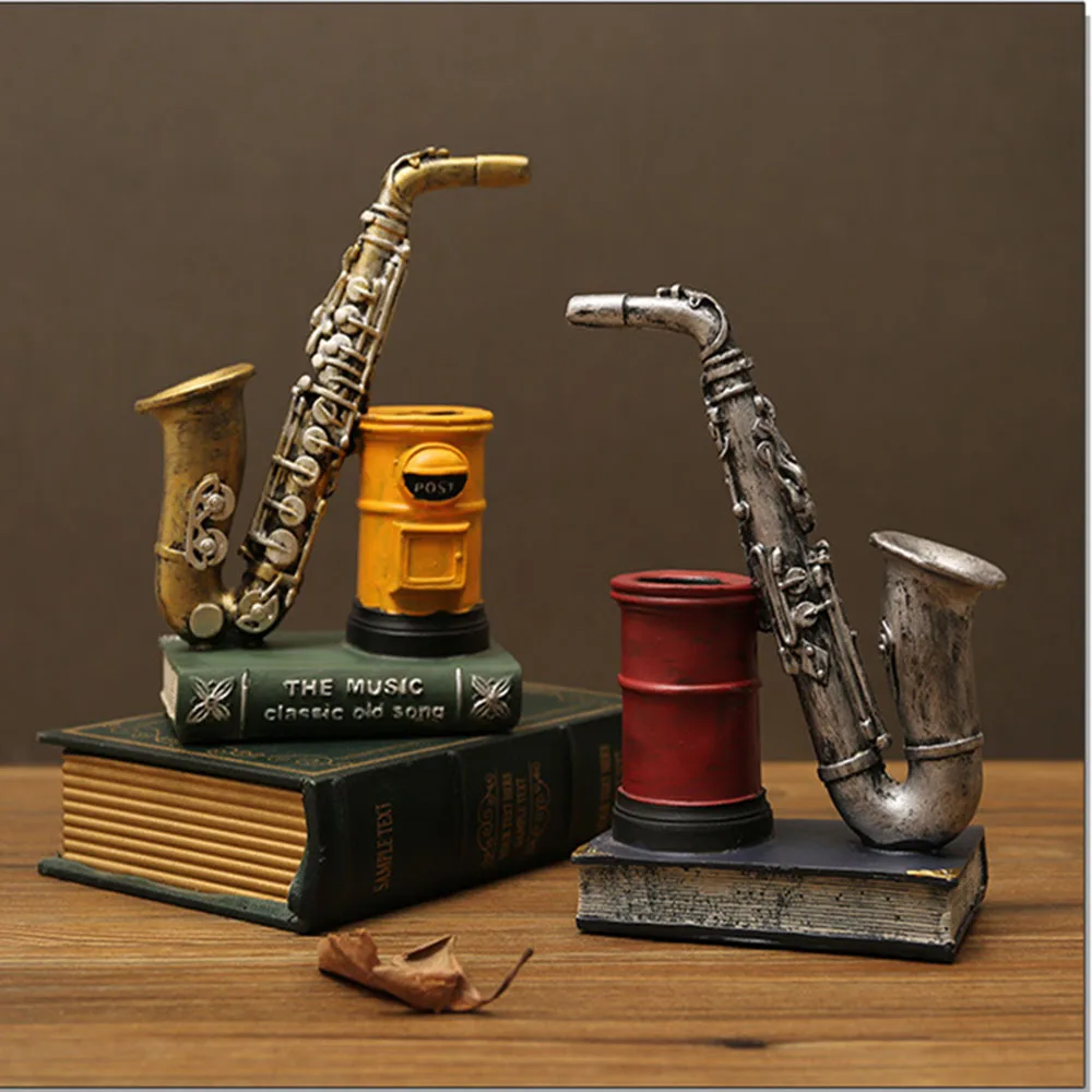 Nordic retro student creative resin craft gift ornament saxophone violin storage pen holder and pen insert