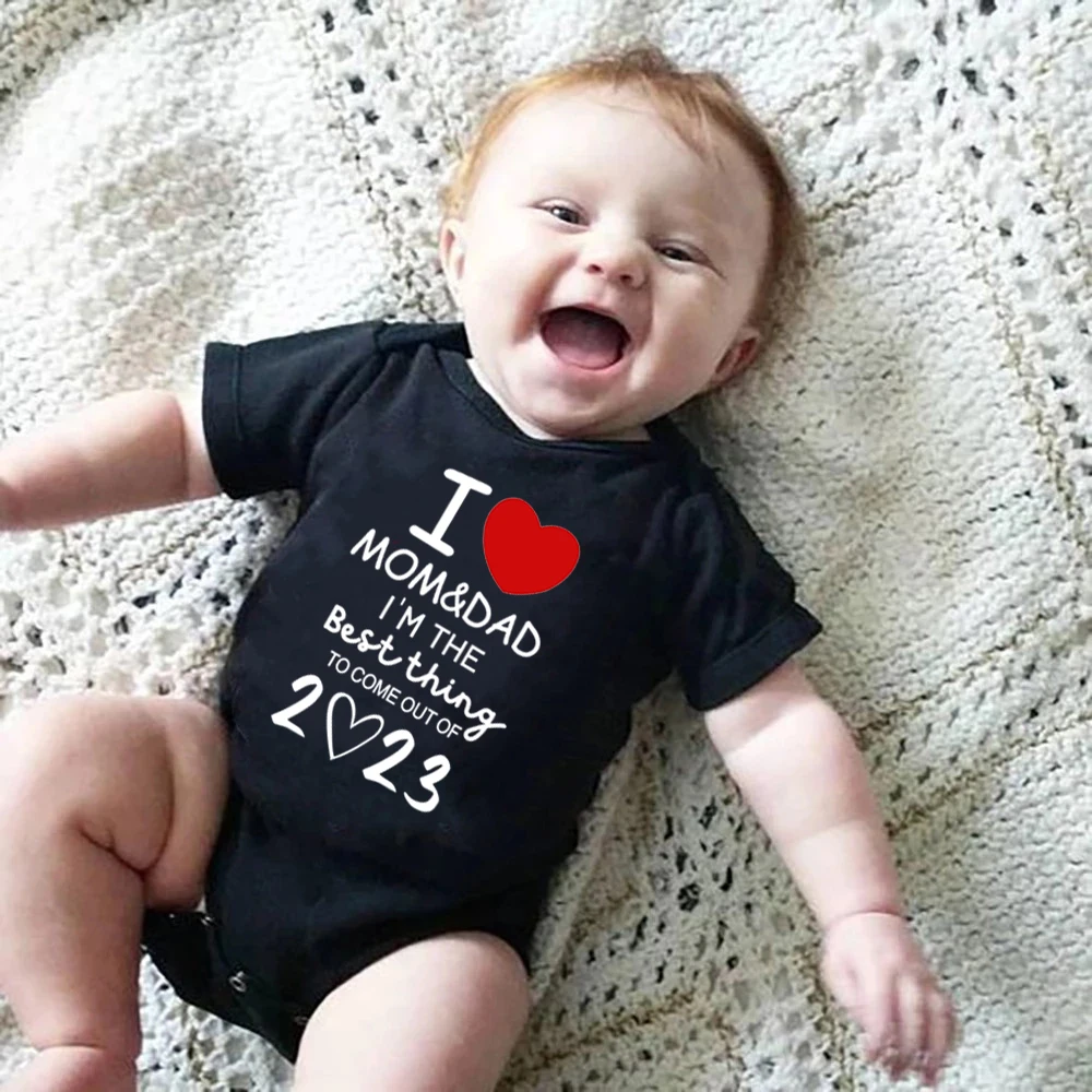 2023 Best Thing Baby Boys Girls Romper Cotton Baby Onesie I Love Mom & Dad Jumpsuit Infant Clothing Newborn Baby Clothes