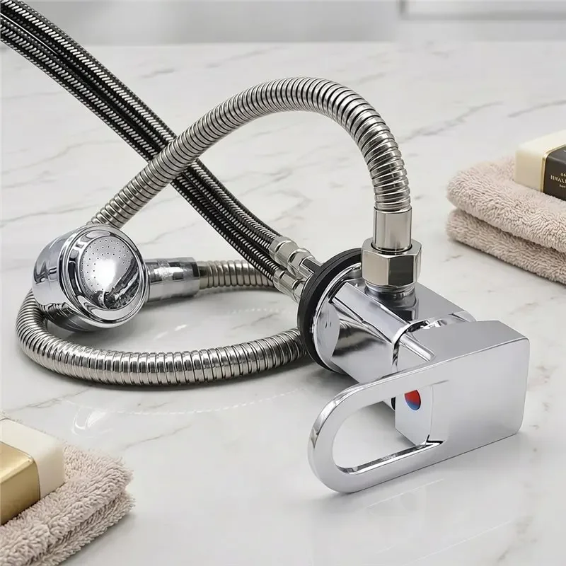 AB41-Shower Mixer Tap 1/2 Inch Stainless Steel Lever Single Mixer for Caravan and Motorhomes