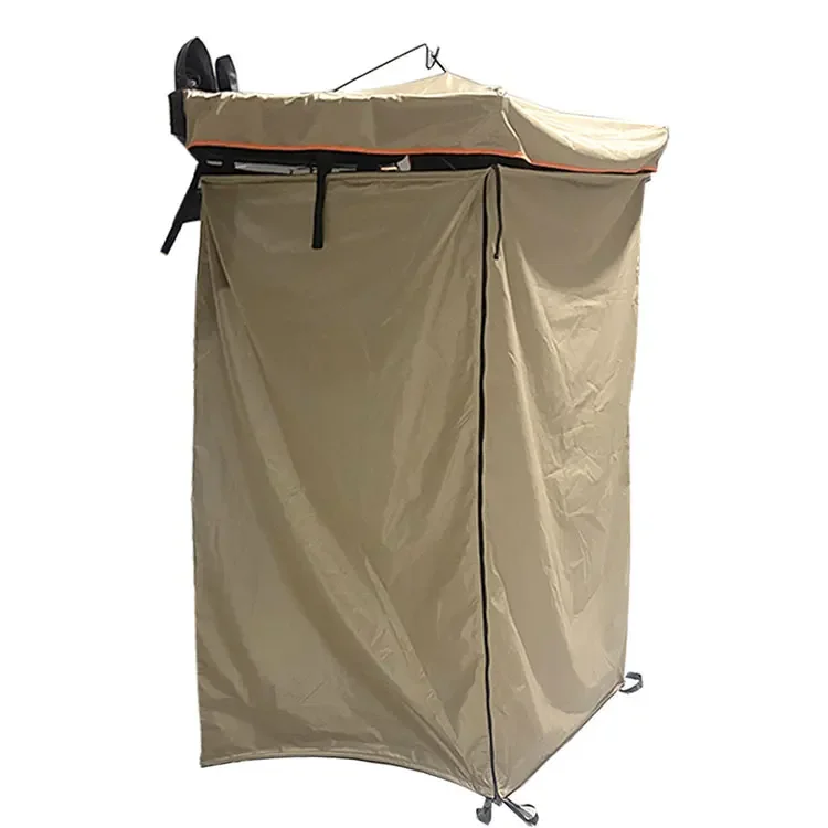 Customized Portable Outdoor Car Side Shower Tent Waterproof Fabric with Aluminum Frame for Warm Camping