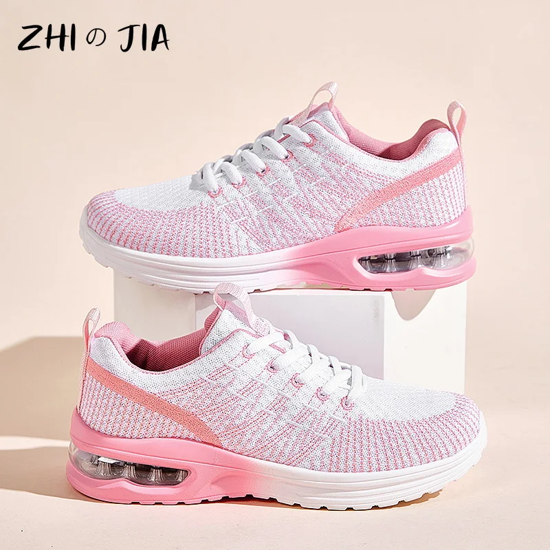 New Large Air Cushioned Women\'s Shoes Mesh Breathable Sneaker Outdoor Cushioned Running Shoes Fashion Trendy Matching Footwear