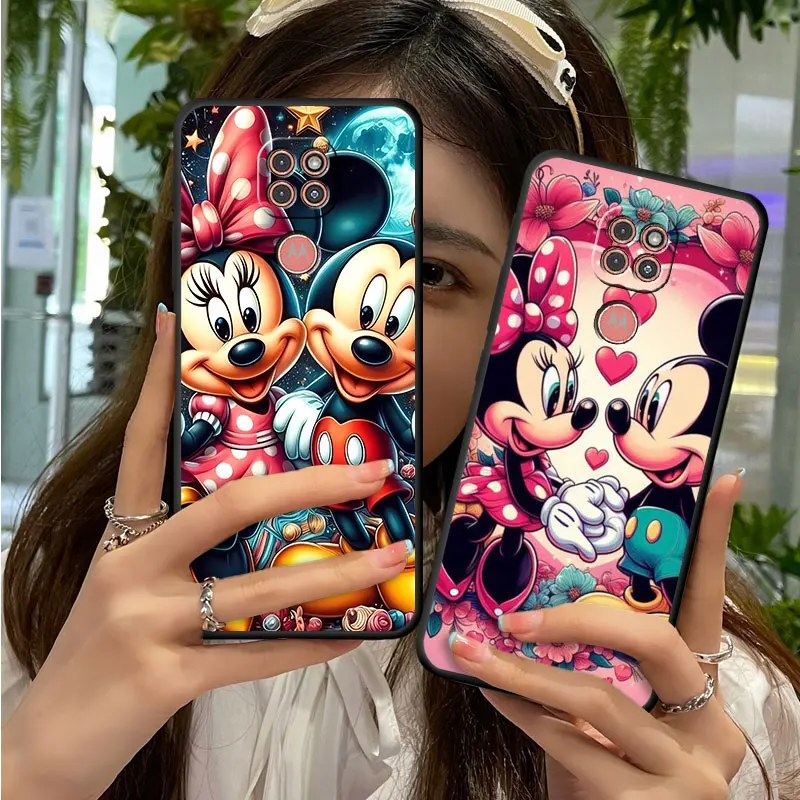 Case For Motorola G60 G52 G30 G53 Edge 40 G72 G22 G71 G51 G31 G32 30 Neo One Fusion 20 Black Phone Cover TPU Love Mickey Minnie