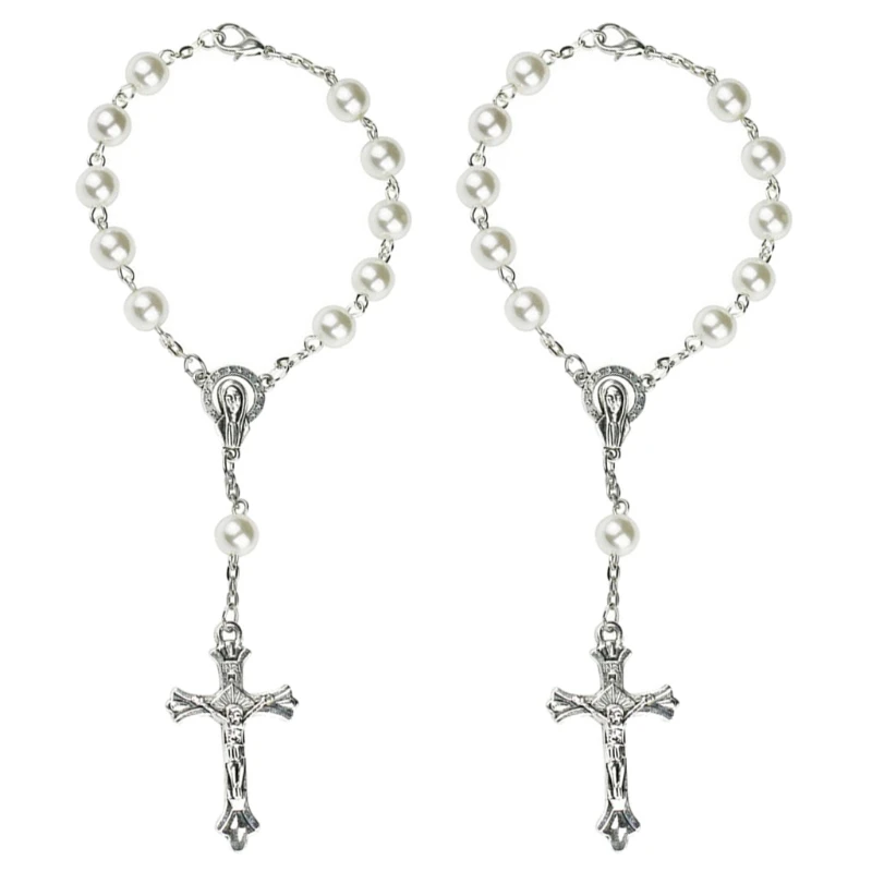 Catholic Gift Saint Christopher Travel Protection 8MM/0.31Inch Bead Rearview Mirror Car Truck Auto Rosary MR18 22 Dropshipping