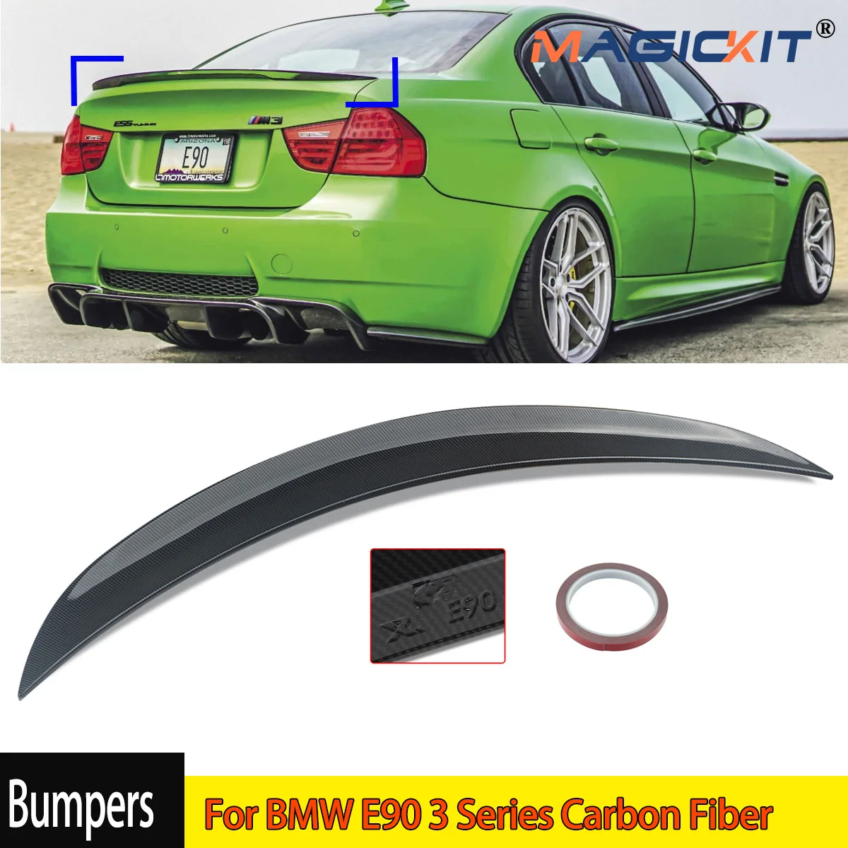 MP Style Carbon Fiber Spoiler for BMW 3 Series E90 Rear Trunk Bumper Lip Refit Wing Tail M3 Accessories 2005-2011