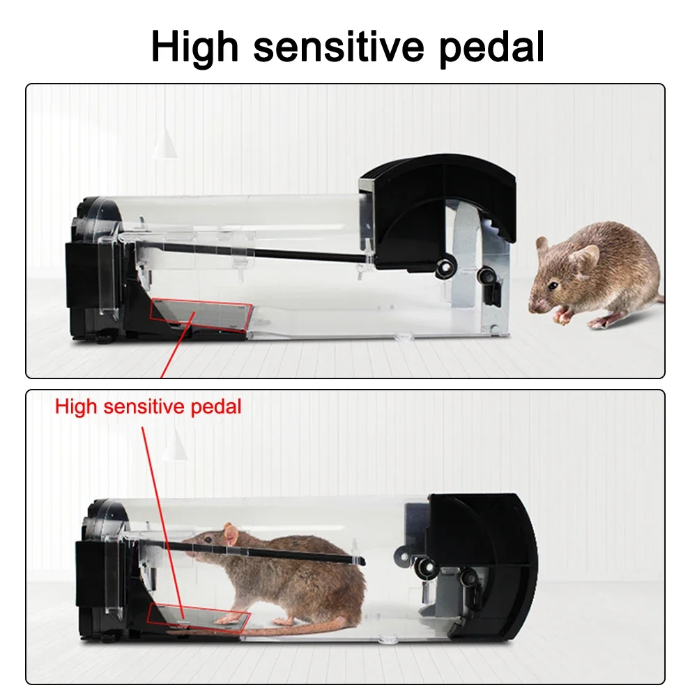 

2pcs Medium Plastic Mouse Trap Catch Mice Alive in Cage Multi Foot Pedal Reusable Indoor/Outdoor Mouse Trap