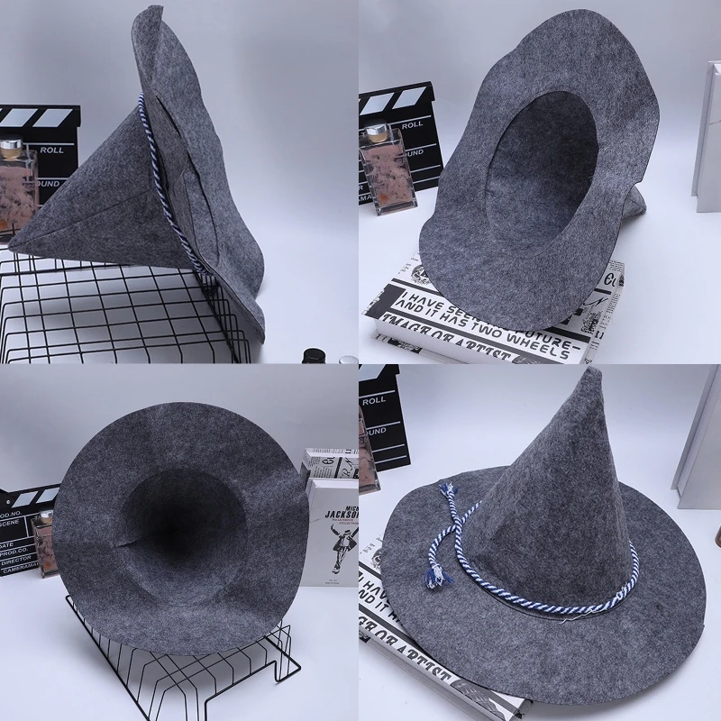 Sombrero bruja con visera Halloween Unisex, sombrero mago gris, tocados fiesta para hombres y mujeres, gorro