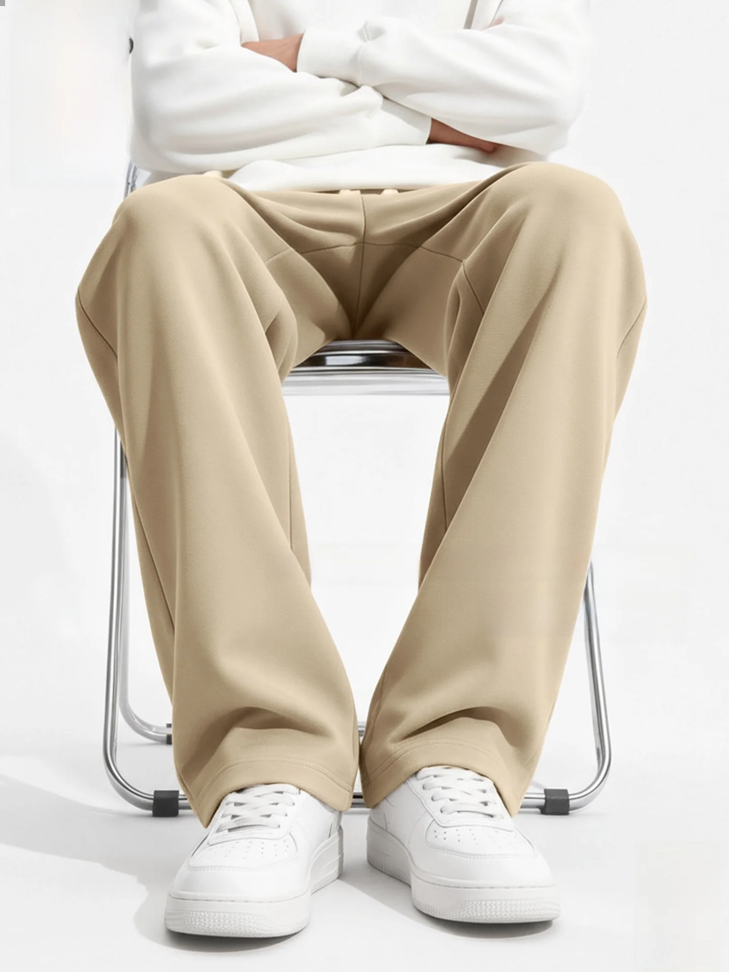 

Мужские повседневные брюки American Sle с широкими штанинами, цвет хаки, прямой крой, универсальные, со средней посадкой, из хлопка, весна