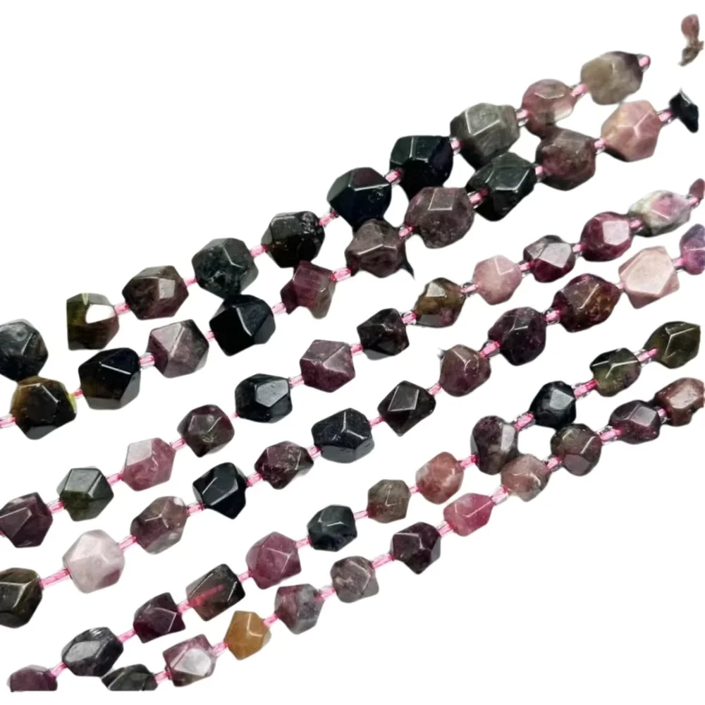

Tourmaline baroque faceted 8-10mm 38cm Loose beads nature for DIY