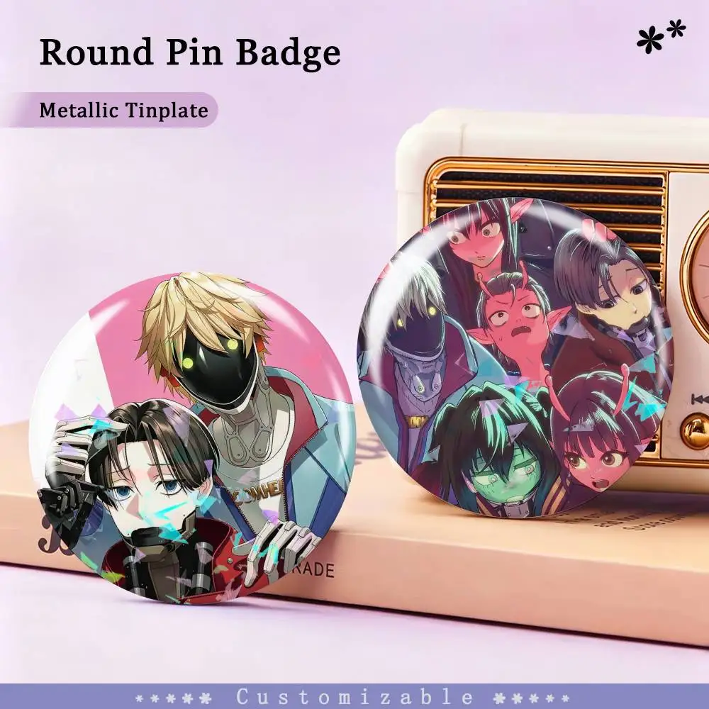 Cute CP Anime M-Milky S-Subway Badges Creative Tinplate Round Button PinsBrooch Badge Clothes Backpack Custom