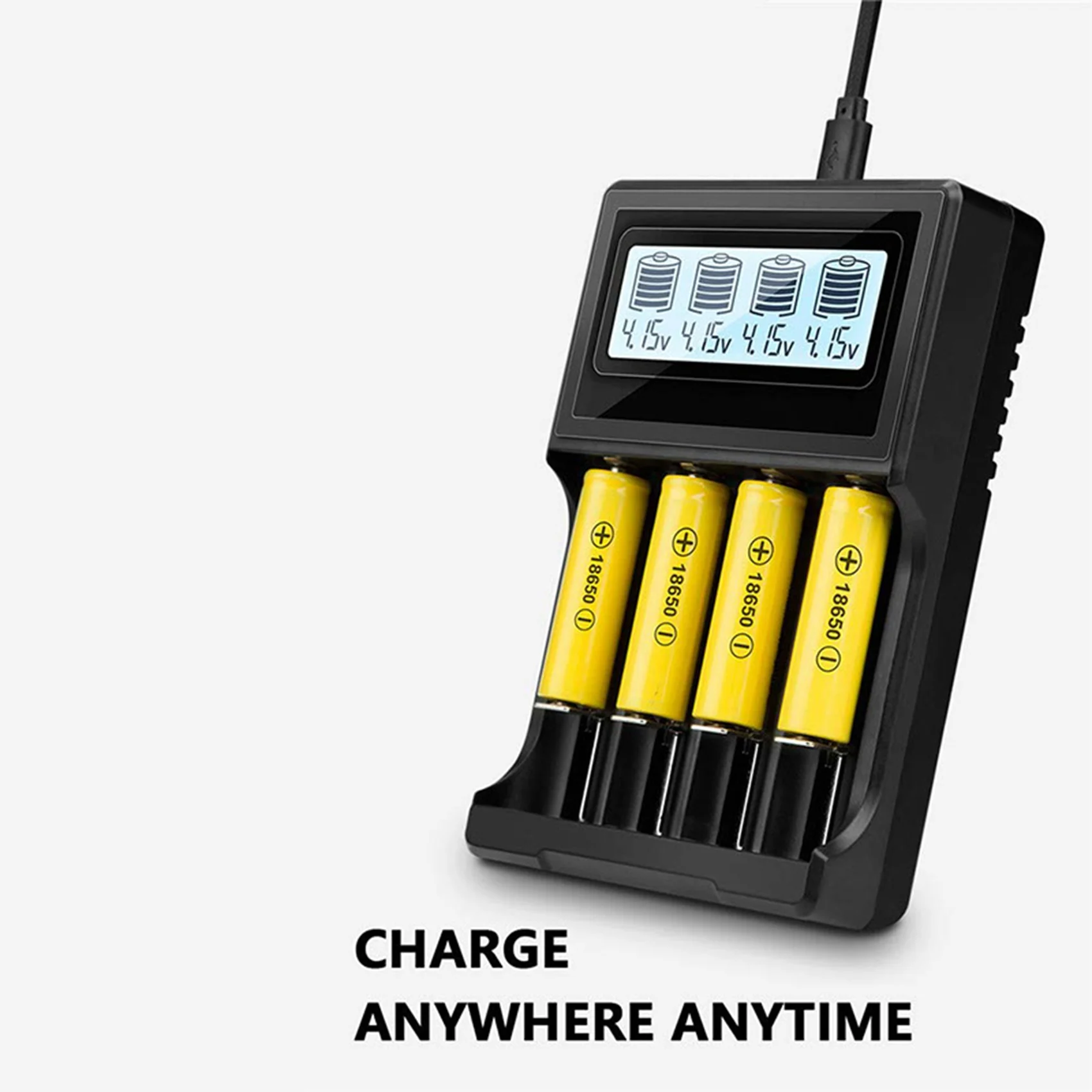 Delicate Texture-2X 18650 Battery LCD Display Speed With 4 Bay Discharge Function For Rechargeable 3.7V Li- B