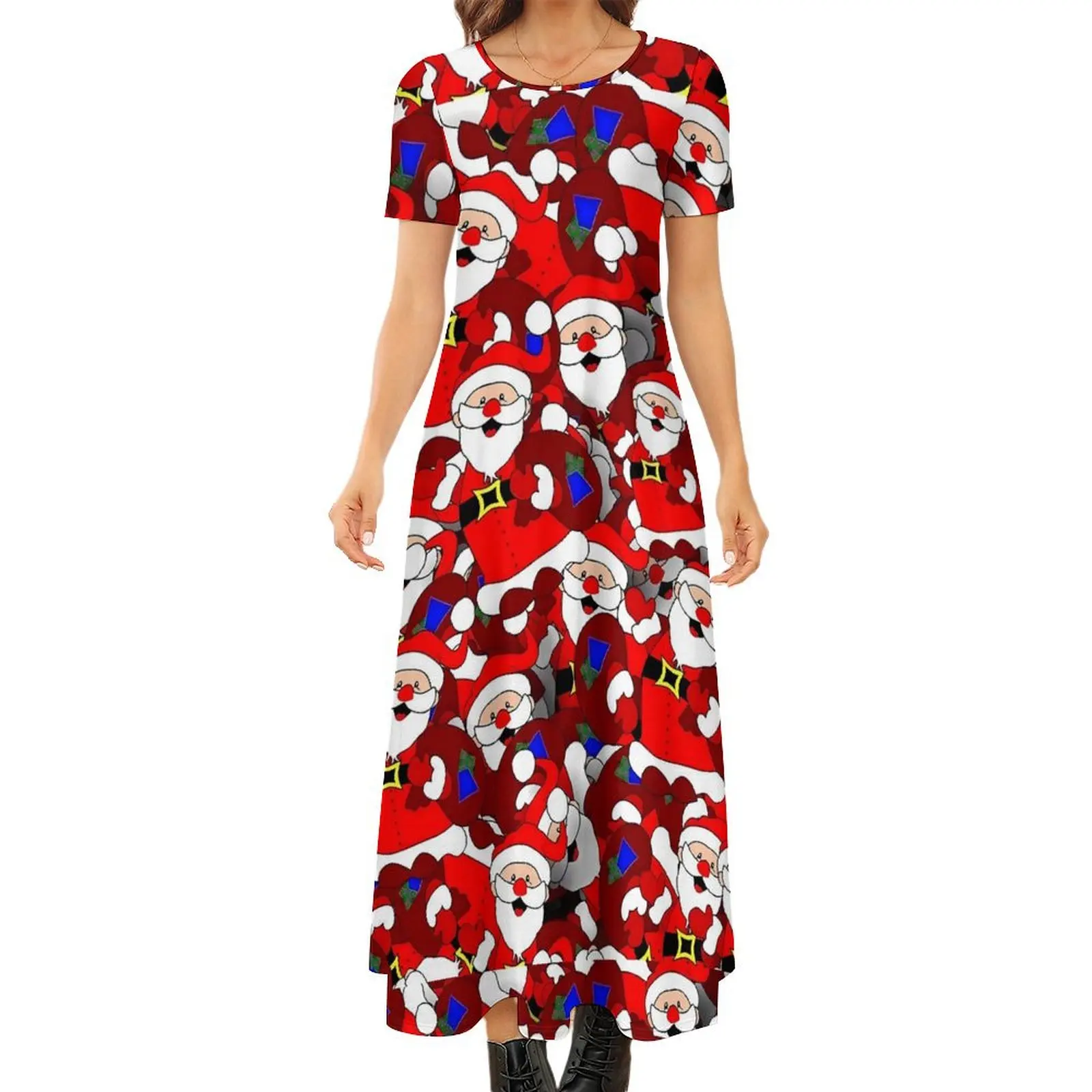 

Christmas Dress Santa Claus Funny Bohemia Long Dresses Womens Elegant Maxi Dress Large Size