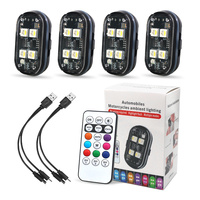 2/4/6x Car Decoration light Atmospher Lamp Wireless LED Strobe Lights    8 Colors Warning Light for Motorcycle Car Aircraft Bike