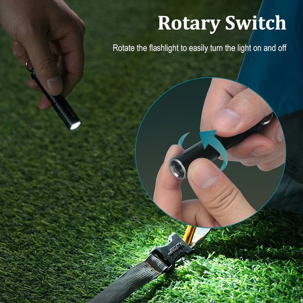 Amanfire RJ11 Keychain Flashlight 120LM Mini Torch 3W LED Light Waterproof IP67 Portable EDC Lighting