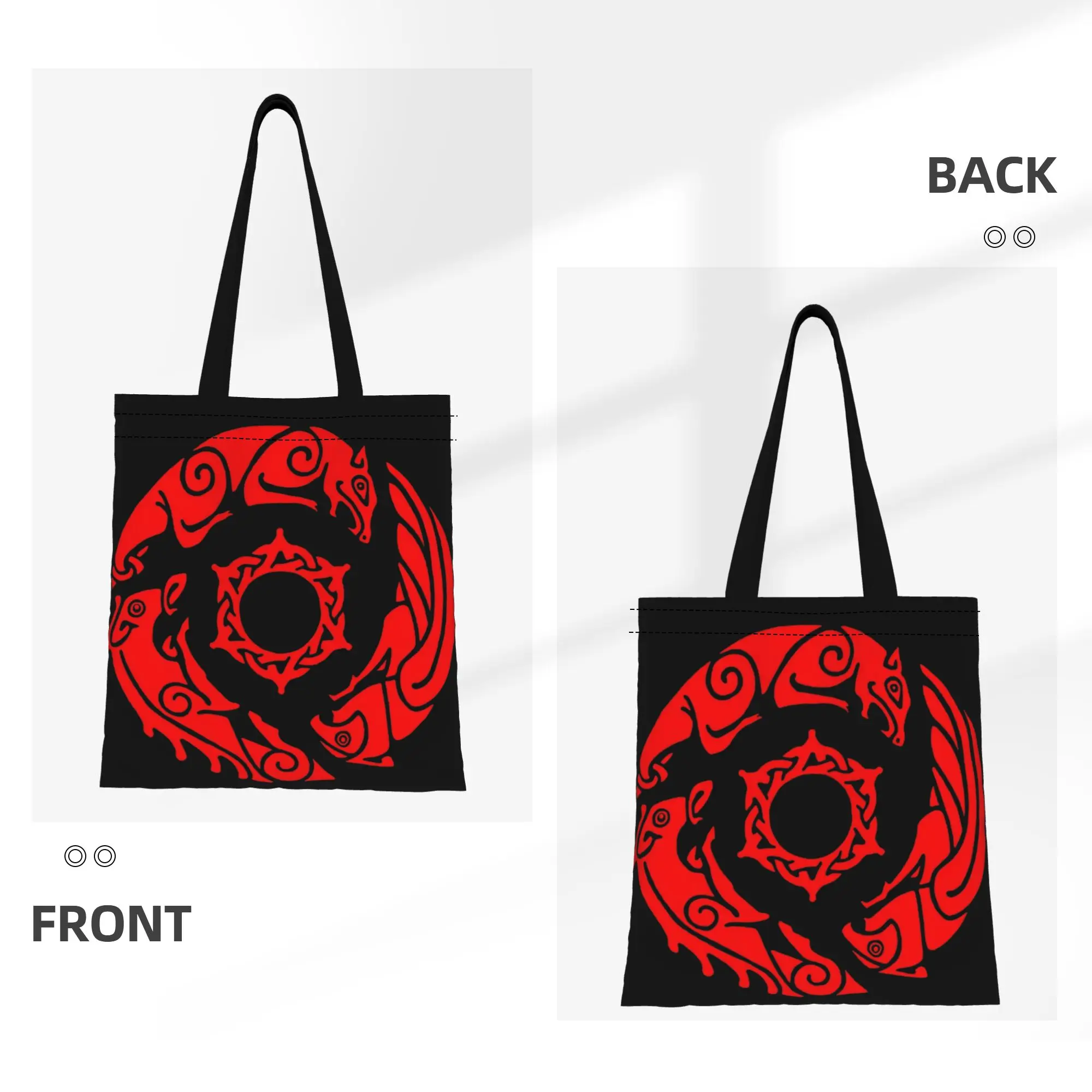 1PC Large Capacity Grey Mane Bedge Red Desert Action RPG Canvas Tote Bag Foldable Chic Pattern No Closed Design