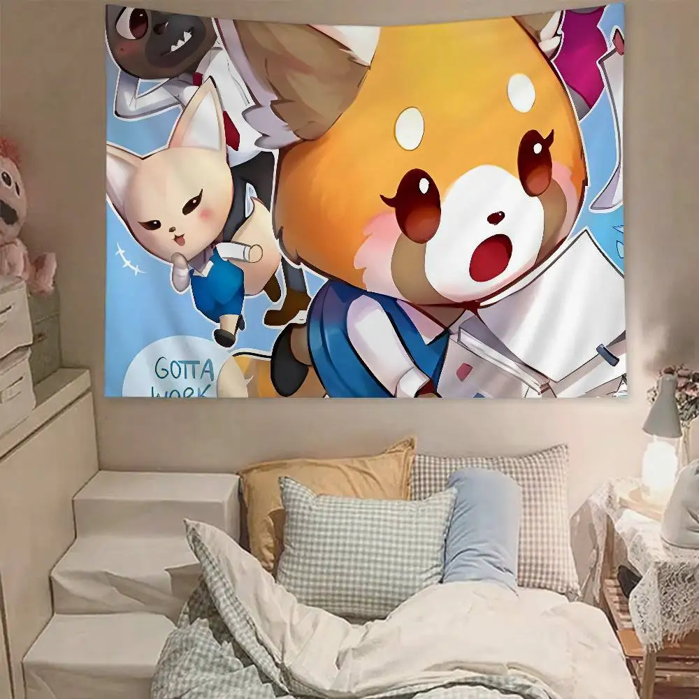 A-Aggretsuko Rock Tapestry Wall Hanging Tapestry Art Deco Blanket Curtain Hanging At Home Bedroom Living Room Decor
