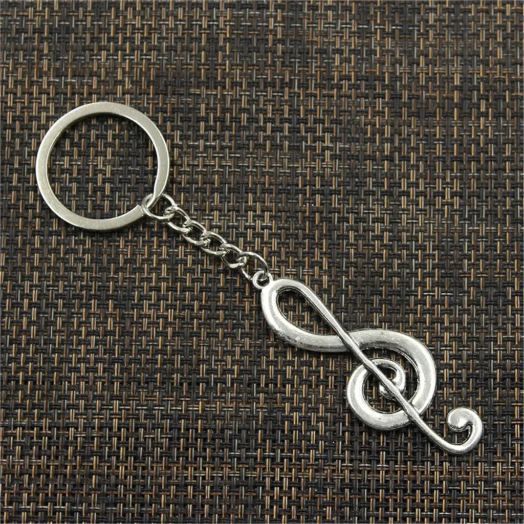 Fashion Musical Note 60x21mm Pendant 30mm Key Ring Metal Chain Silver Color Men Car Gift Souvenirs Keychain Dropshipping