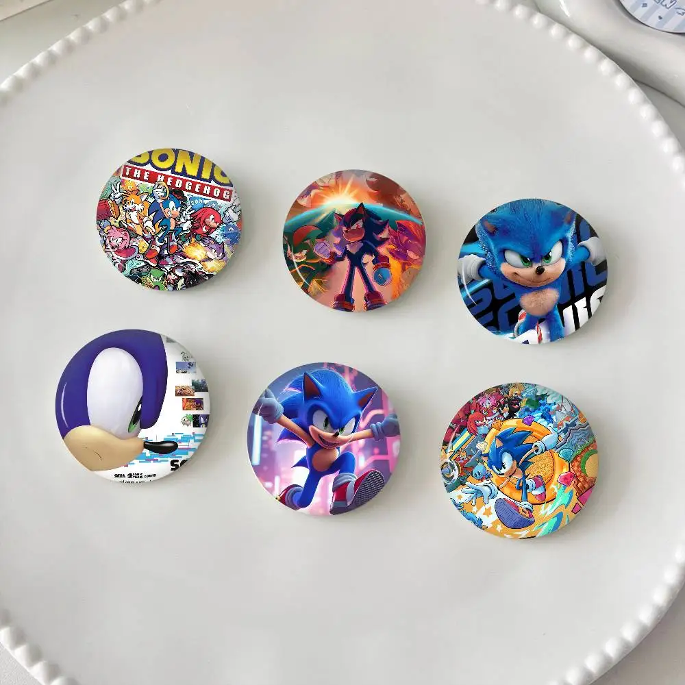 Anime Cartoon S-Sonics Spiel Cartoon Broschen Anime Abzeichen Runde Handgemachte Brosche Anstecknadeln Schmuck für Rucksack Kleidung Geschenke