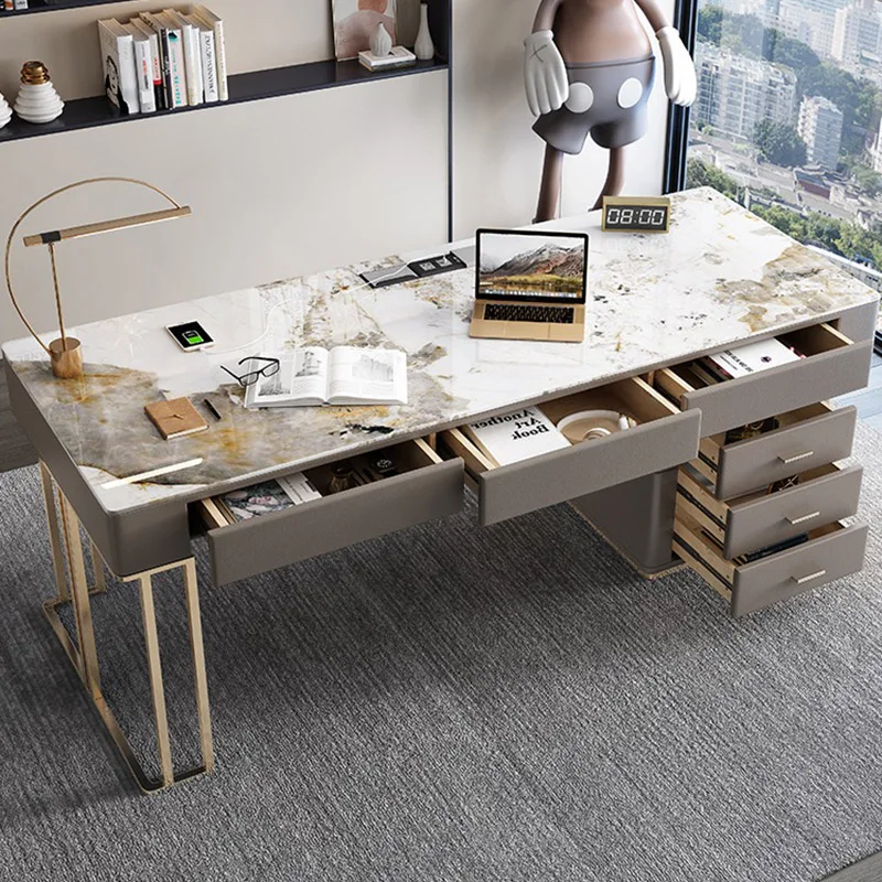 Furniture Modern Designer Executive Desk Drawers Shelf Corner Computer Desk Bureaux Office Work Portable Mesa Para Computador