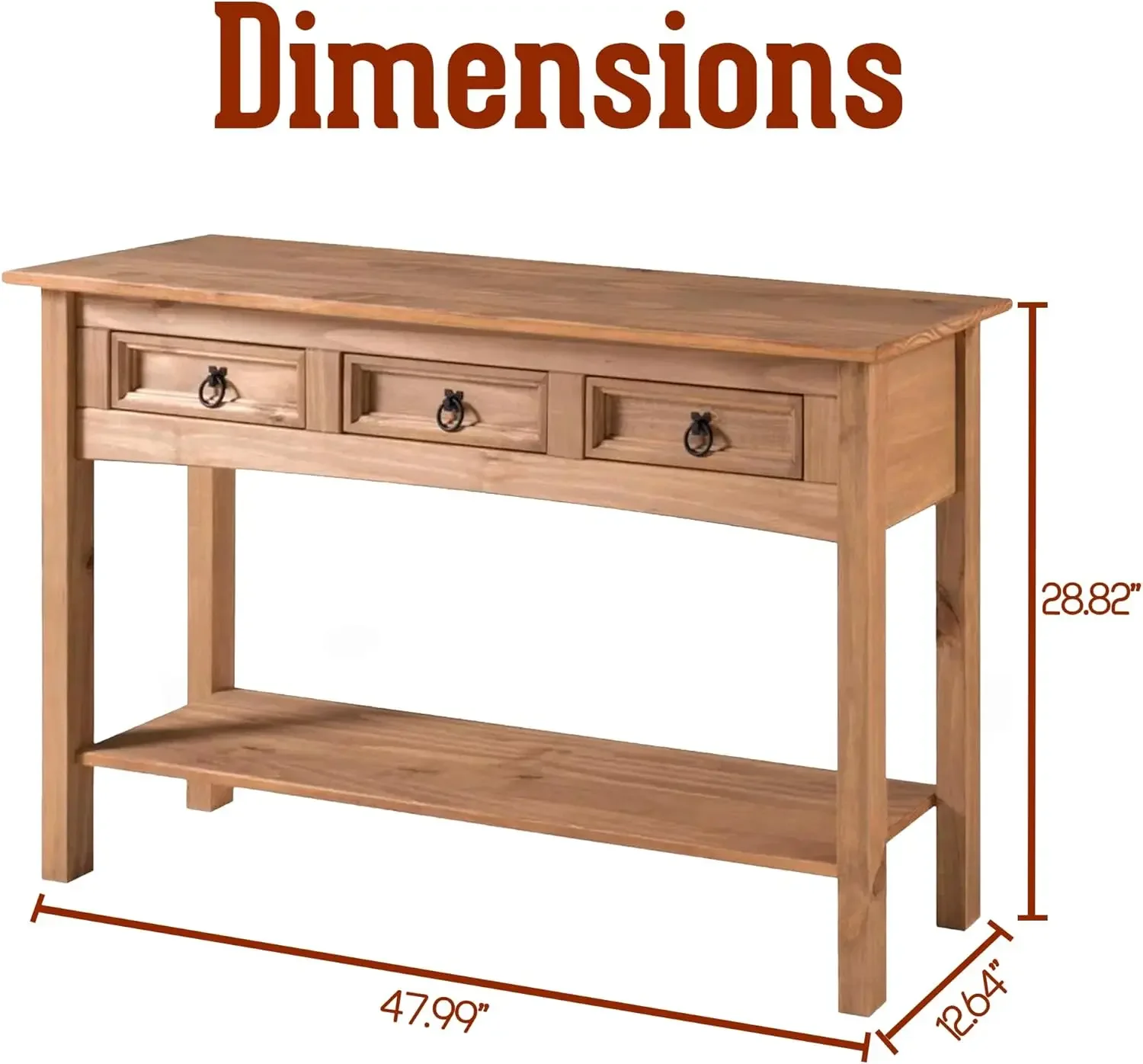 Console Table with 3 Drawers 47.9