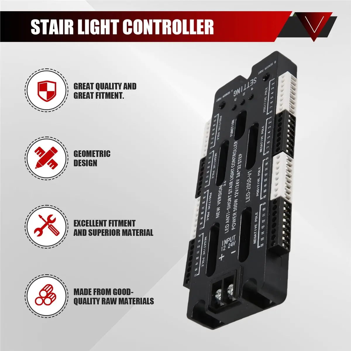 L63A For Stairs Flexible Strip Indoor LED Motion Sensor 32 Channels Adjustable Brightness DC 12V 24V Stair Light Controller
