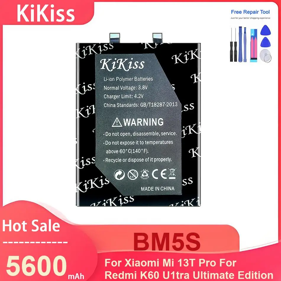 

Аккумулятор для мобильного телефона KiKiss для Xiaomi Mi 13T Pro, Redmi K60 U1tra Ultimate Edition, аккумуляторы BM5S 5600 мАч