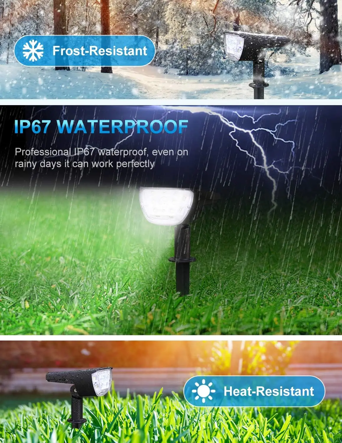 Solar Landscape Spotlights Outdoor, [6 Pack/3 Modes] 2-in-1 Solar Landscaping Spotlights, IP67 Waterproof Solar Powered