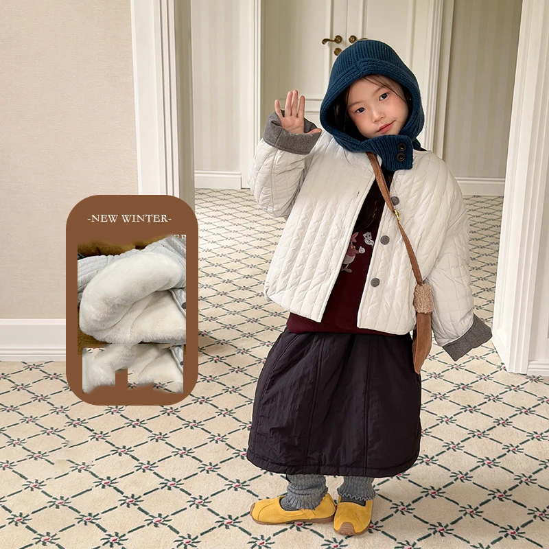 

UNITIM парки для маленьких девочек, однотонные утепленные детские хлопковые пальто для маленьких девочек, новая зимняя универсальная детская куртка для девочек от 1 до 14 лет