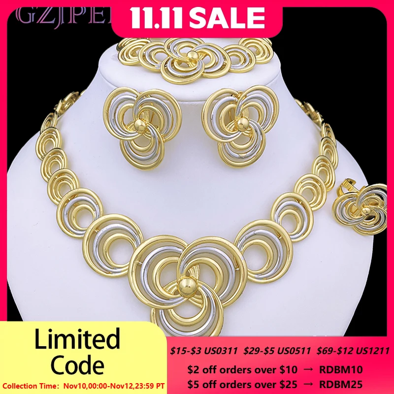 

Элегантные аксессуары для свадебной вечеринки, набор ювелирных украшений золотого цвета