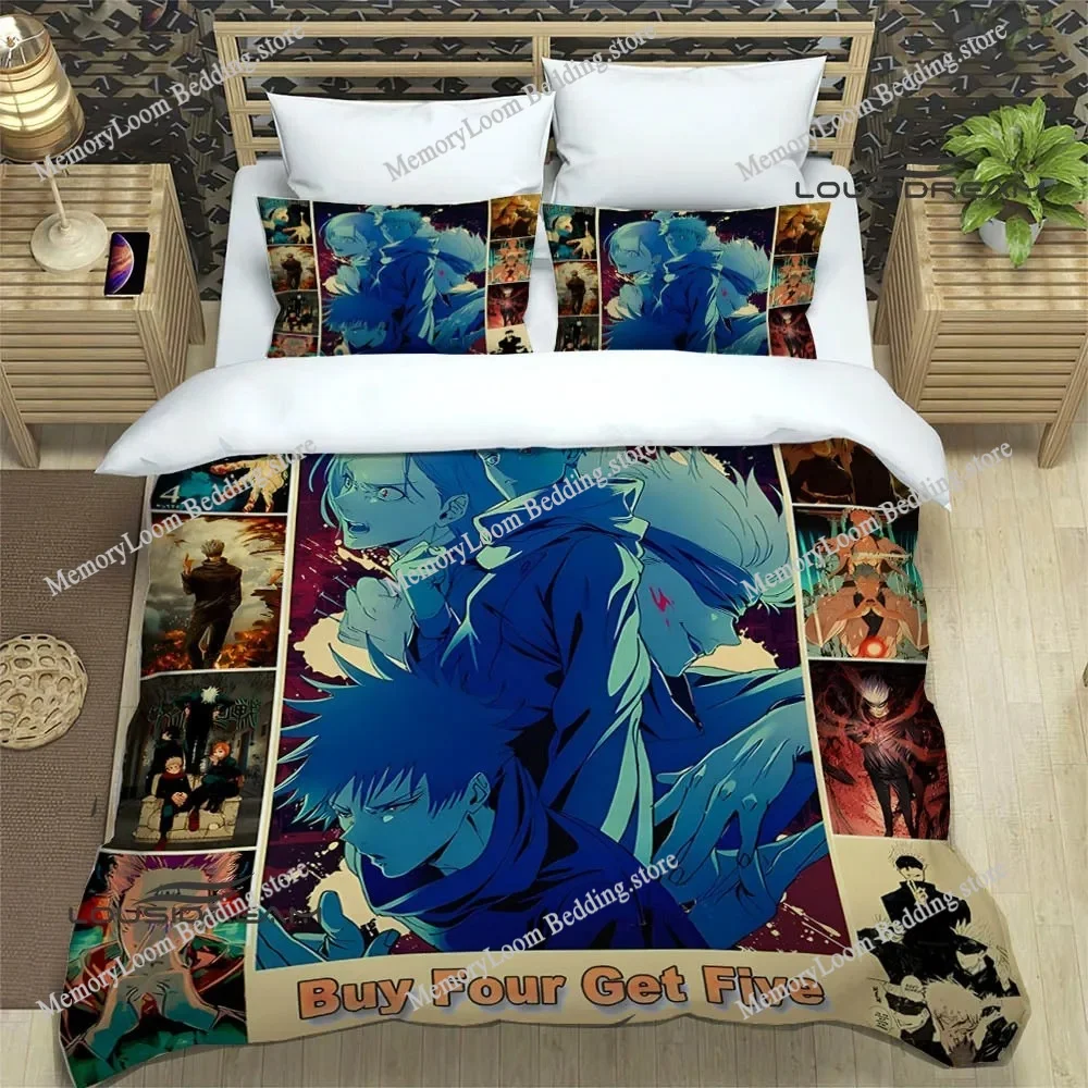 

3D Print Premium Jujutsu Kaisen Bedding Set Duvet Cover Quilt Cover Pillowcase Soft Comforter King/Queen Size Boys Adult Bed Set