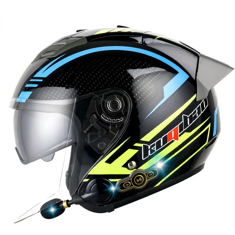 

Men Women Open Face 3/4 Bluetooth Built-In Motorcycle Helmet DOT Approved Waterproof Double Anti-Fog Anti-Scratch Visors