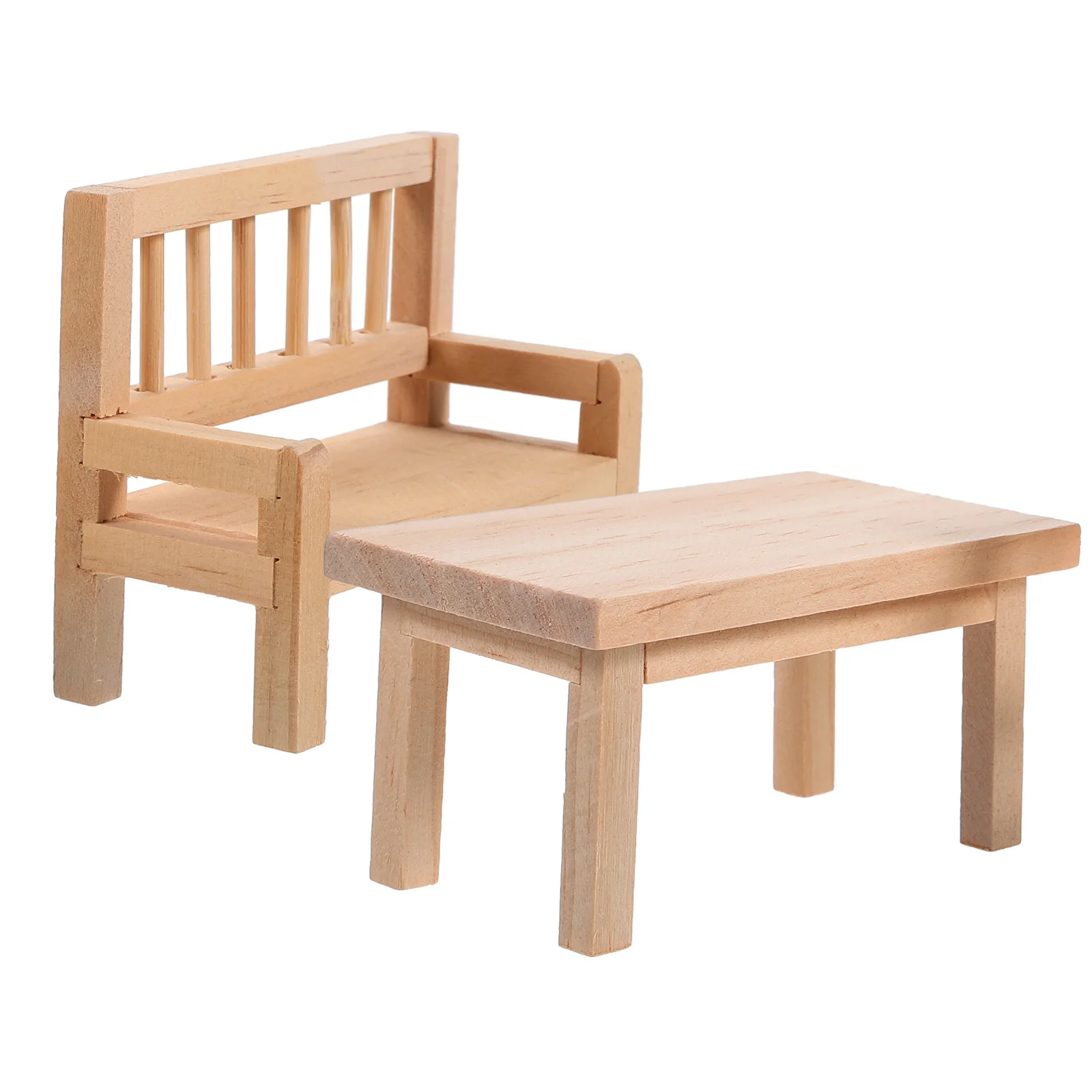 Dollhouse Table and Chairs for Tables Dining Room Accessories Miniature Furniture Model Wood Wooden