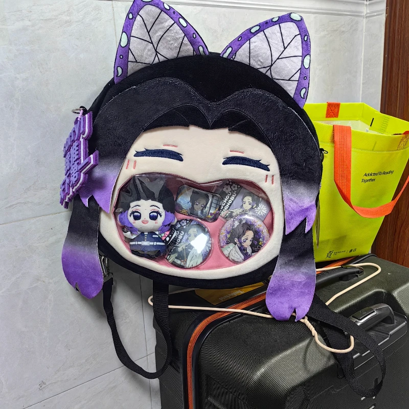

Japanese Anime Kochou Shinobu Kawaii Face Cosplay Transparent Shoulder Bags Backpack Funny Wallet Lolita Girls Itbag Fans Gift