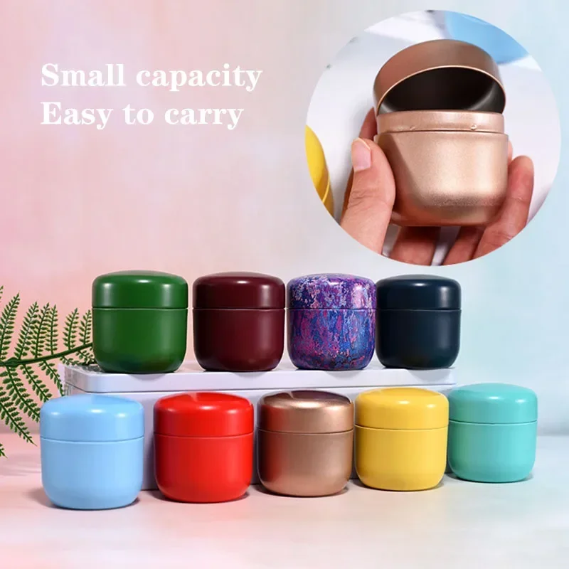 Portable Small Tin Can for Business Trip, Tinplate Tea Storage Jar, Round Sealed Tea Packaging Box, Household