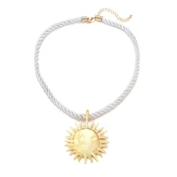 ZAA New Fashion Vintage Statement Metal Sun Pendant Necklaces for Women Boho Summer Beach Party Jewelry Choker Collar Necklace