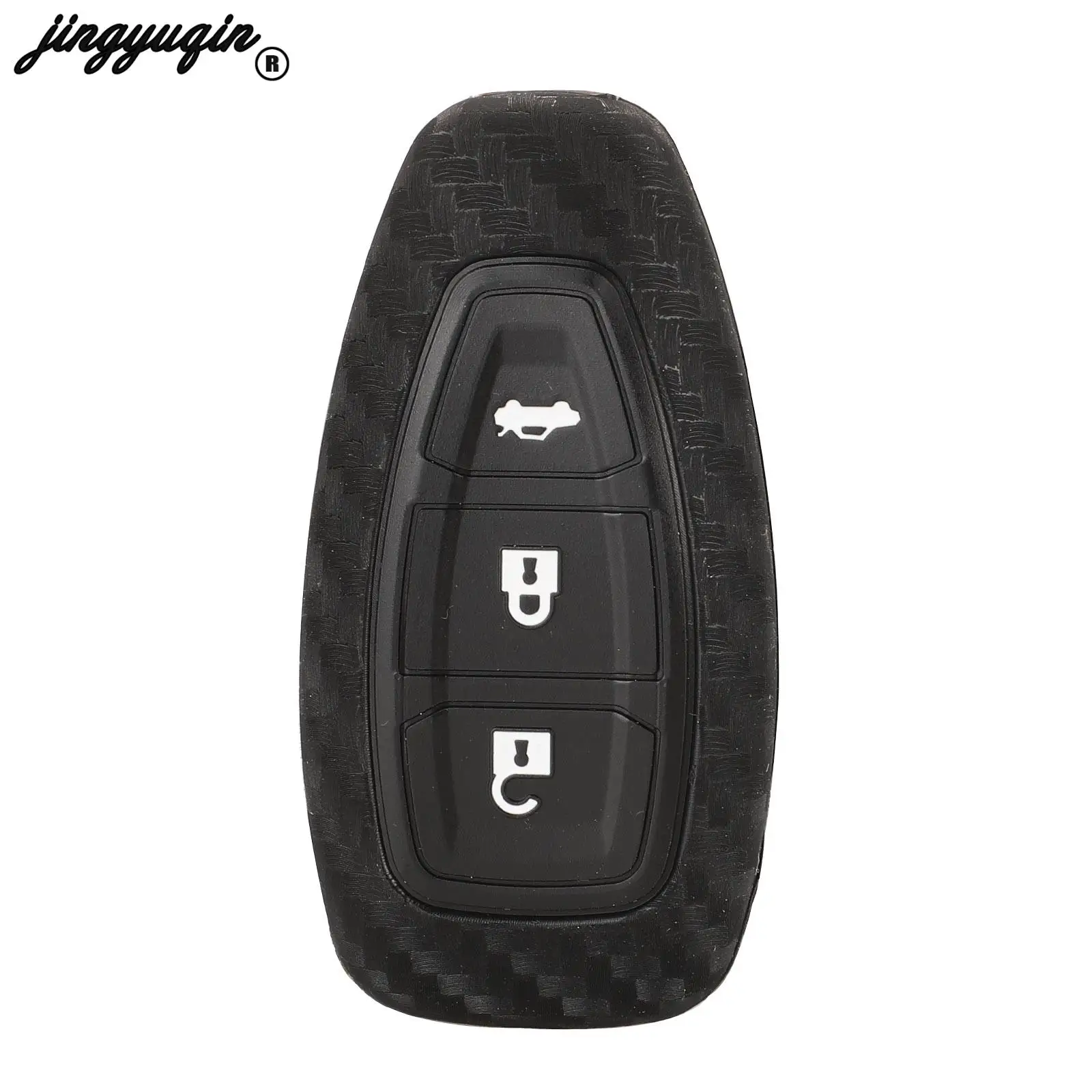 jingyuqin 2/3/4 Buttons Carbon Fiber Silicone Remote Car Key Case Cover For Ford Focus C-Max Mondeo Kuga Fiesta B-Max