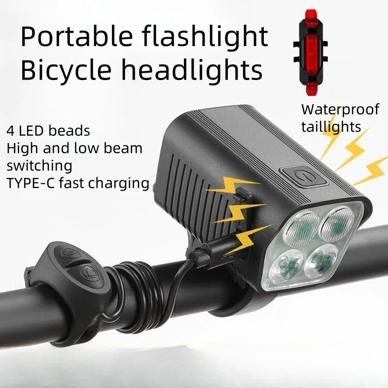 Lampe de poche LED étanche portable pour vélo, lumière de sauna, klaxon de charge, lampe de bain, autoroute, vélo de montagne, équitation de nuit