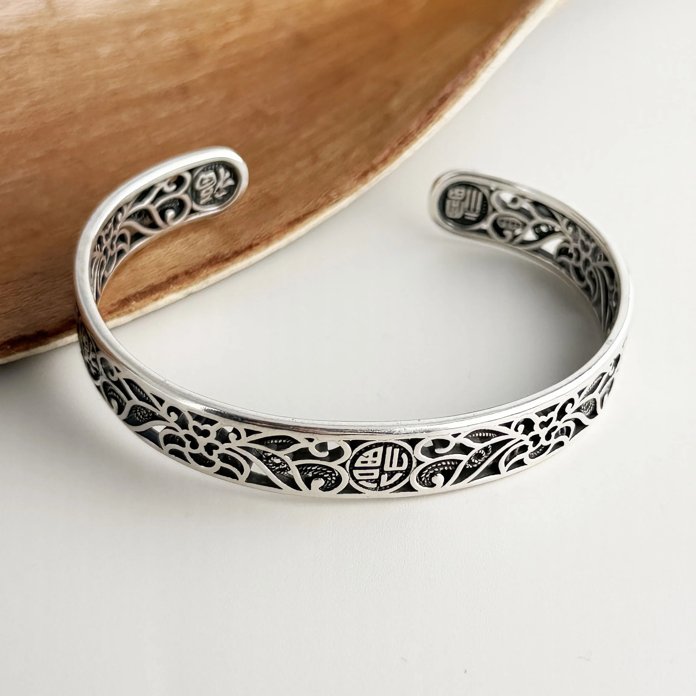 925 Sterling Silver Bracelets for Women Men String Accessories Retro Hollow Pattern Pendant Party Jewelry Gift