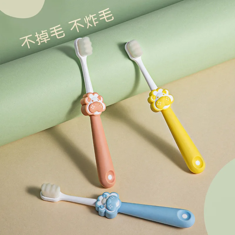 Cartoon Childrens Toothbrush Bamboo Charcoal Soft Hair  Silicone Cute Cleaning Teeth Brushing Short Handle Toothbrush Set