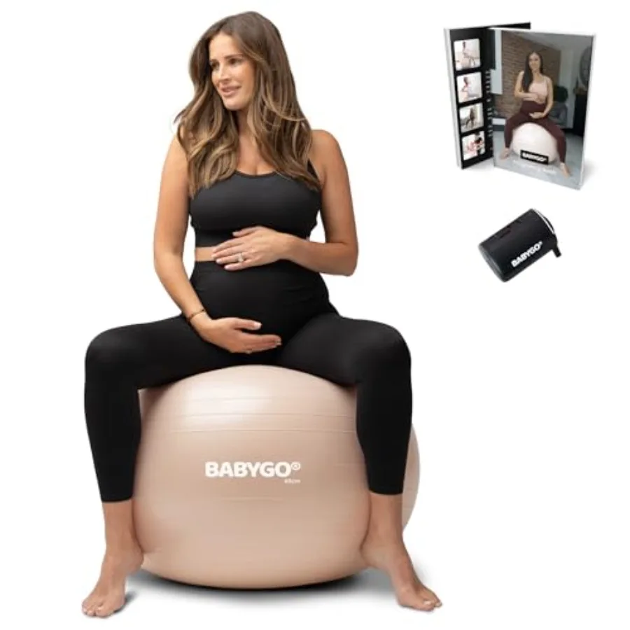 

Мяч для родов BABYGO - набор для йоги и упражнений для беременных, с книгой по физиотерапии для родов и восстановления после родов, по категориям по месяцам беременности.