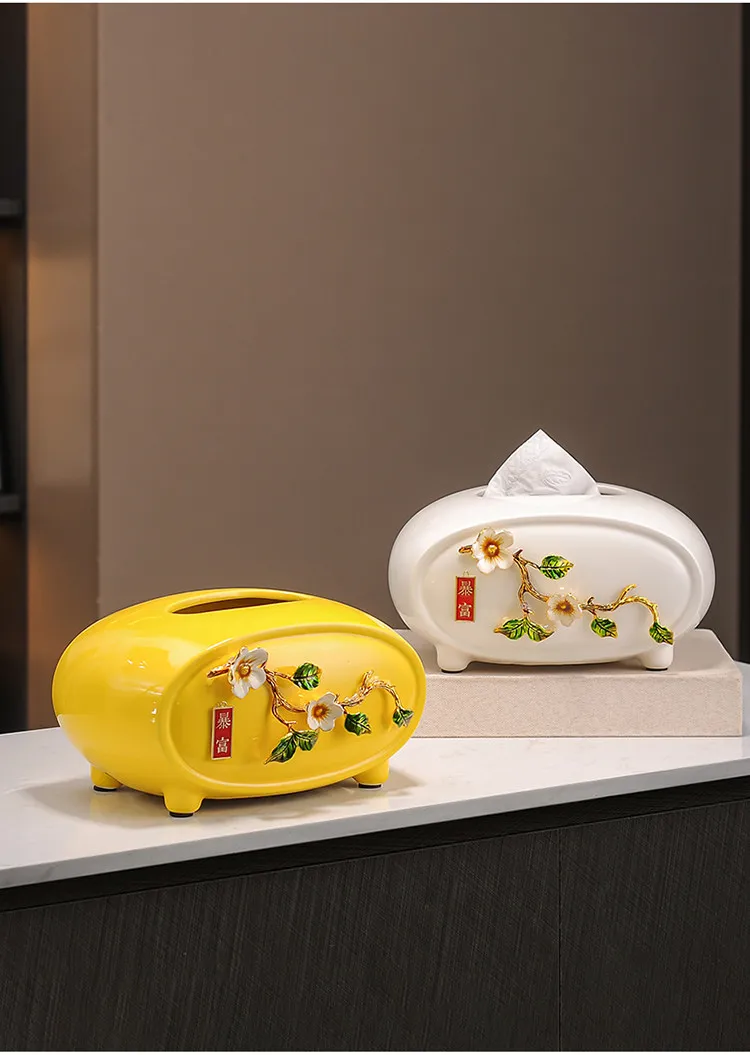 For Chinese ceramic tissue box ceramic living room coffee table decorative ornament practical pumping carton ornament