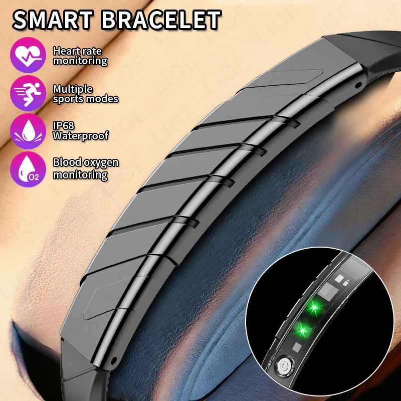 Pulseira Inteligente Monitor de Sono e Pedometria Sem Tela, Nova Banda Esportiva Feminina, Rastreador de Fitness, Frequência Cardíaca, Oxigênio no San