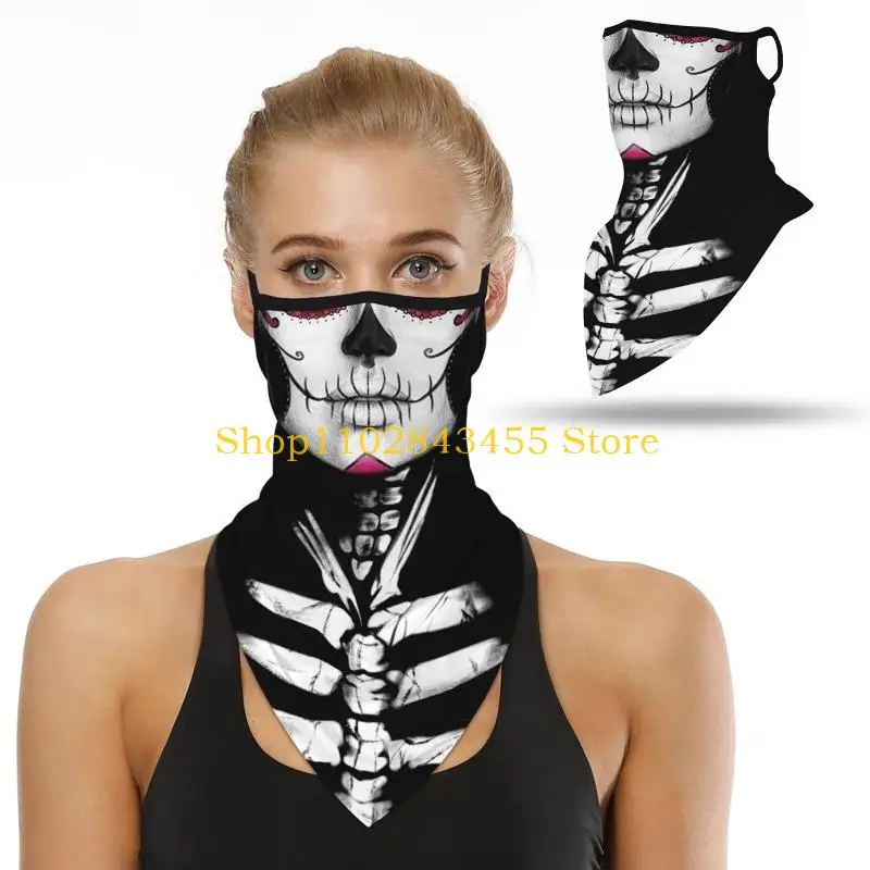 49MC Halloween Neck Gaiter Face Máscara Palhaço Impressão Earloop à prova poeira para Triângulo