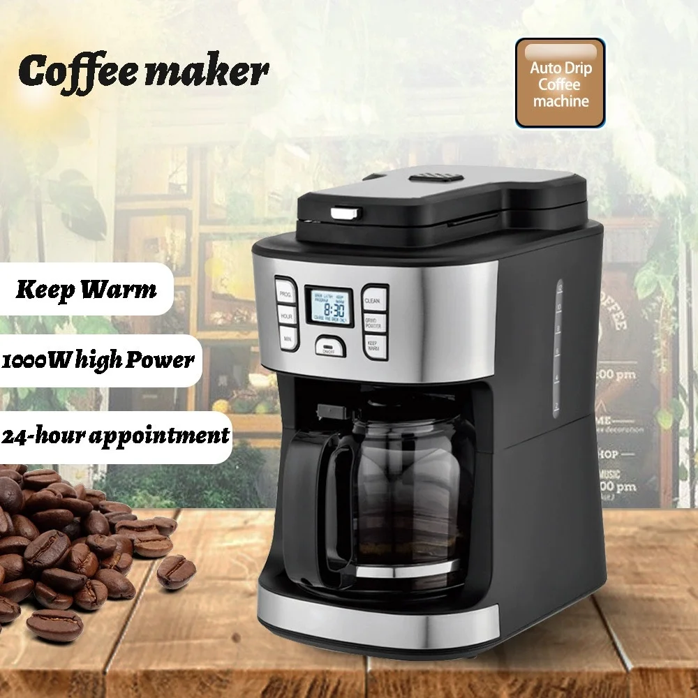 Cafetera de goteo totalmente automática de 220V con función de molienda automática Cafetera de goteo Americano Café American