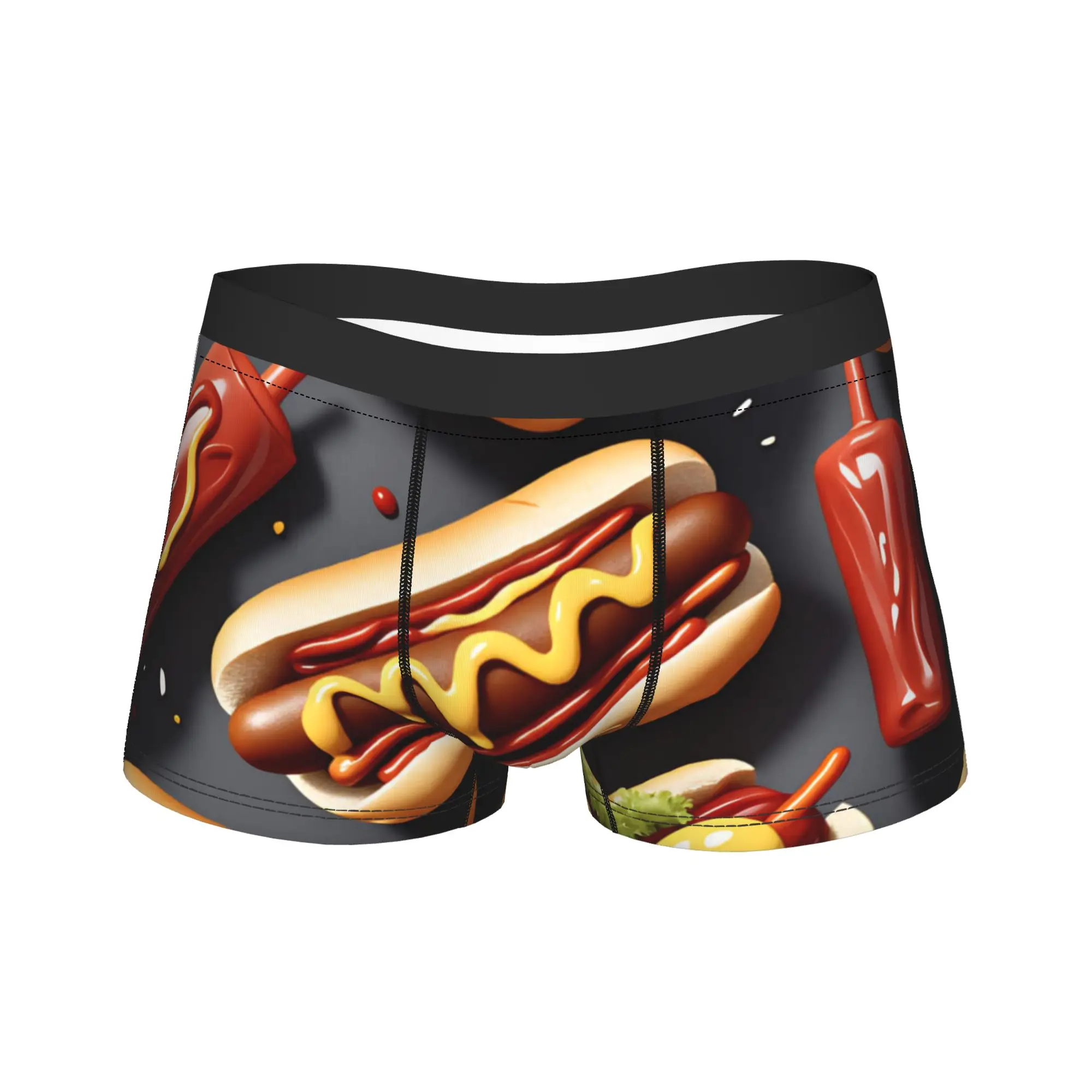 Hot Dog Underwear  Male Underpants Custom DIY Comfortable Boxershorts High Quality Boxer Brief Plus Size