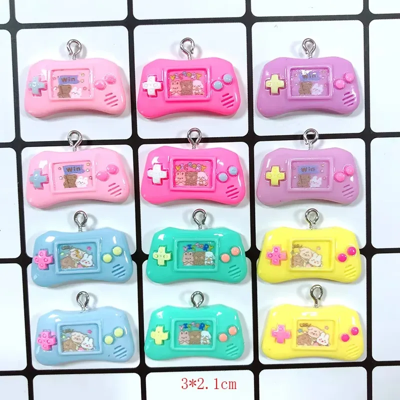 10pcs Mini Game Pad Controller Resin Charms Cute Funny Cartoon Handle Pendant For Earring Keychain Diy Crafts Jewelry Making